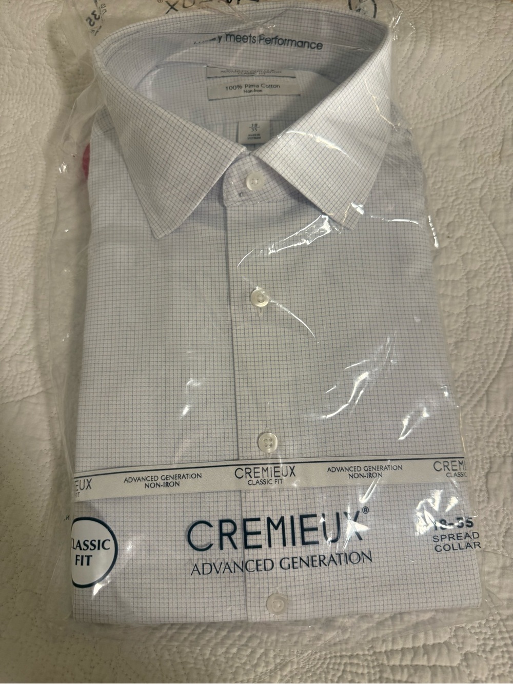 NWT Cremieux Advanced Generation Pima Cotton Dress Shirt 18-35 Blue